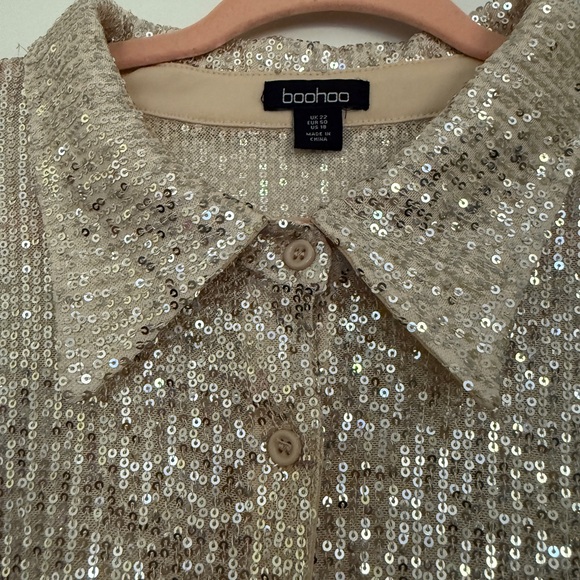 Sequin Champagne Women's Button Down - Picture 4 of 6